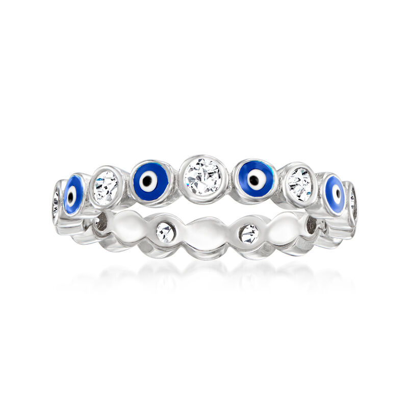 .40 ct. t.w. CZ Evil Eye Eternity Band in Sterling Silver image number 0