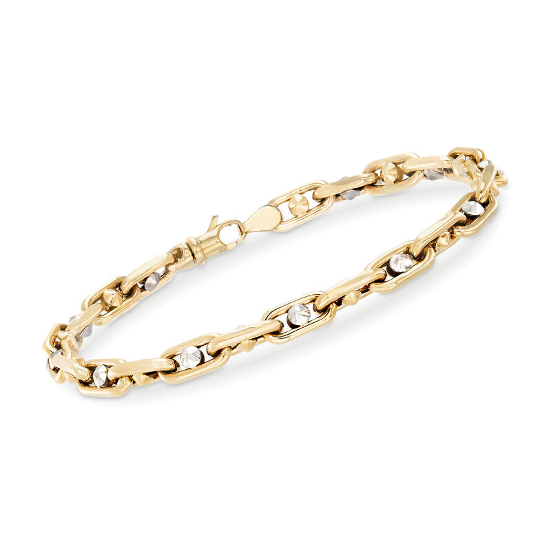 Men's 14kt Two-Tone Gold Link Bracelet. 8.25&quot; image number 0