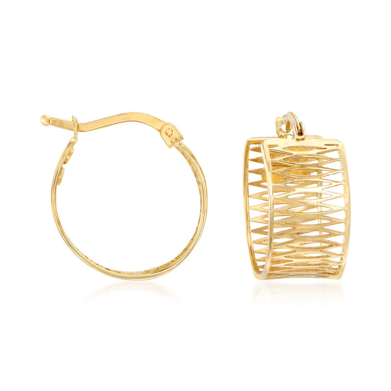 Italian 14kt Yellow Gold Openwork Hoop Earrings image number 0