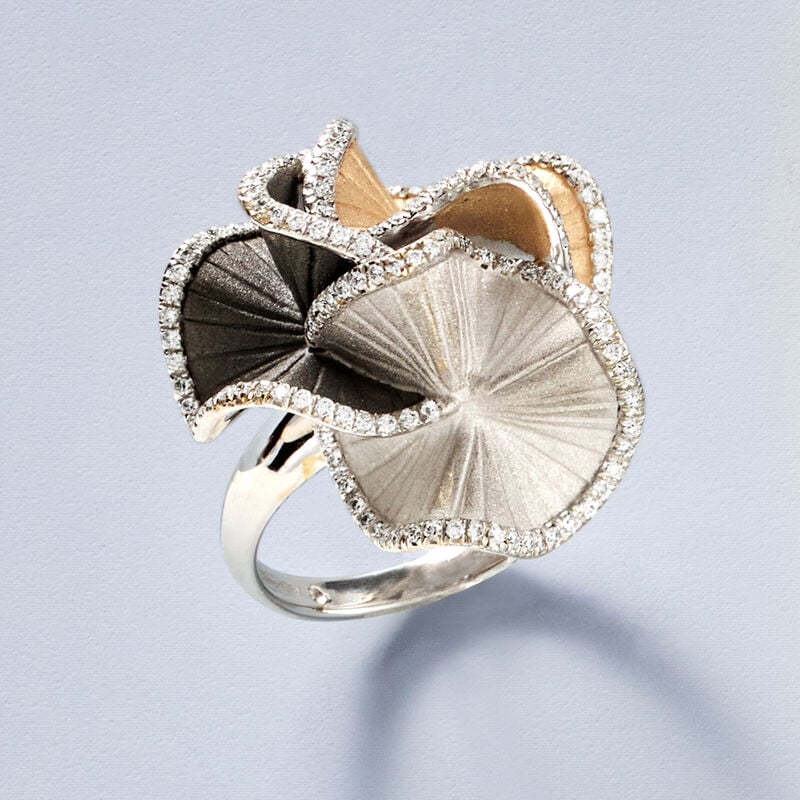 C. 2000 Vintage Cammilli "Sultana" .90 ct. t.w. Diamond Sculptural Ring in 14kt White Gold. Size 7 image number 3