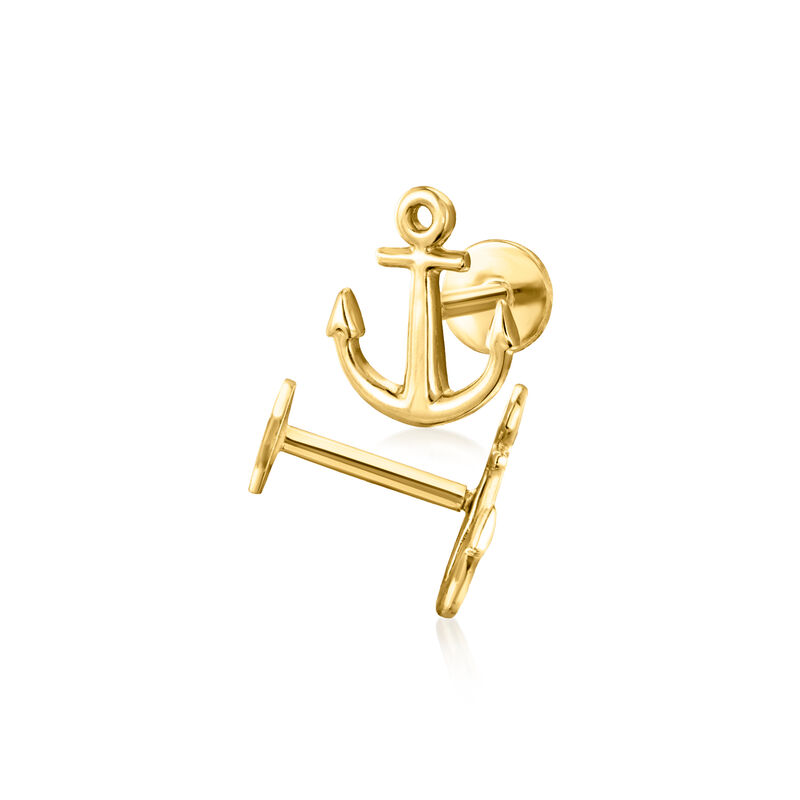 14kt Yellow Gold Anchor Flat-Back Earrings image number 4