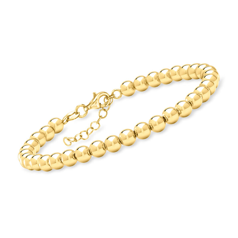 Italian 5mm 14kt Yellow Gold Bead Bracelet. 7" image number 0