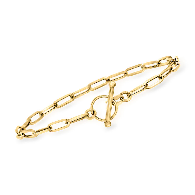 14kt Yellow Gold Paper Clip Link Toggle Bracelet image number 0
