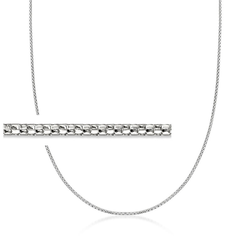 1mm 14kt White Gold Adjustable Popcorn-Chain Necklace image number 0