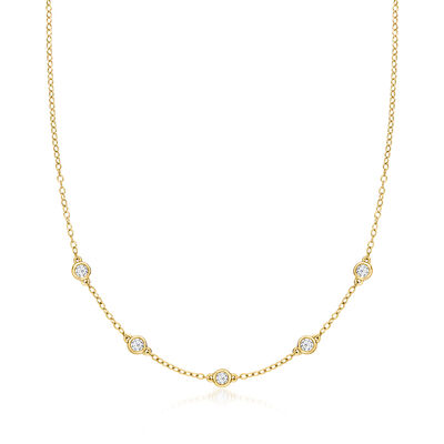 .25 ct. t.w. Bezel-Set Lab-Grown Diamond Station Necklace in 14kt Yellow Gold