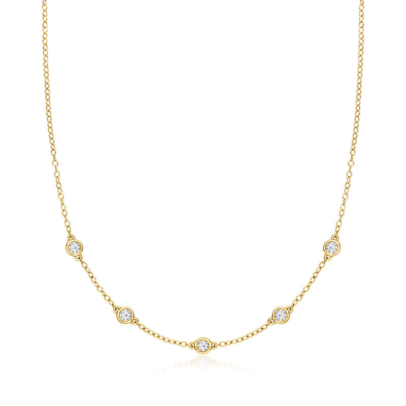 .25 ct. t.w. Bezel-Set Lab-Grown Diamond Station Necklace in 14kt Yellow Gold. 16&quot; image number 1