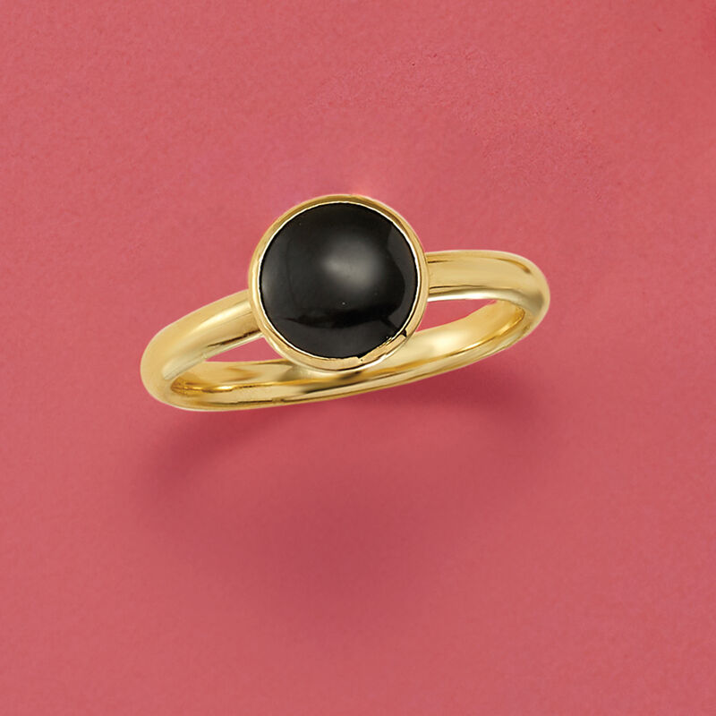 Italian 8mm Black Onyx Ring in 14kt Yellow Gold image number 3