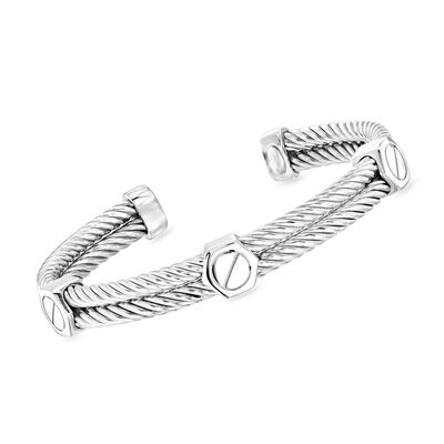 Phillip Gavriel Men's Sterling Silver Station Cuff Bracelet