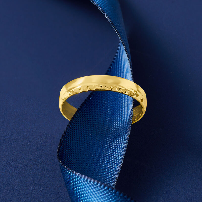 Italian 14kt Yellow Gold Diamond-Cut and Polished Ring image number 5