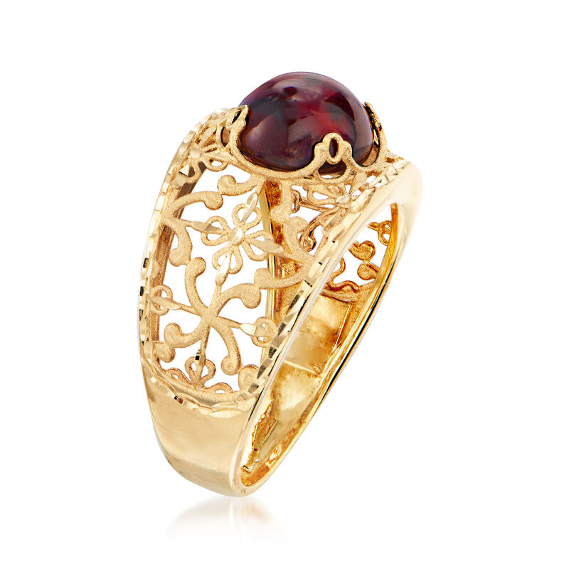 Italian 30.00 Carat Garnet Floral Ring in 14kt Yellow Gold image number 2