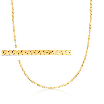 2mm 14kt Yellow Gold Serpentine-Chain Necklace