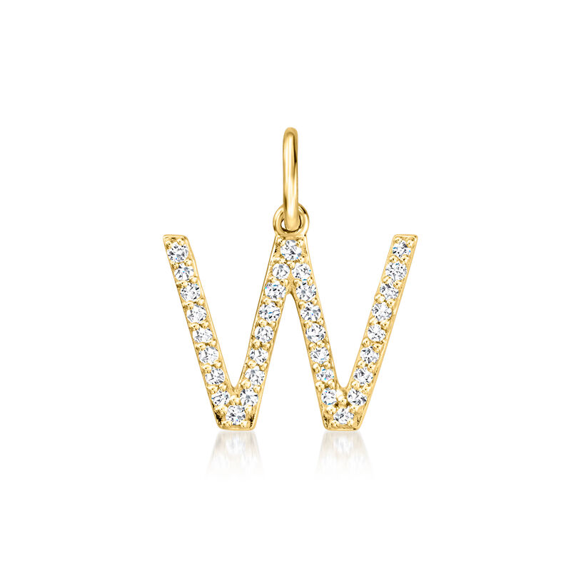 W - Diamond Initial Charm in 14kt Yellow Gold image number 0