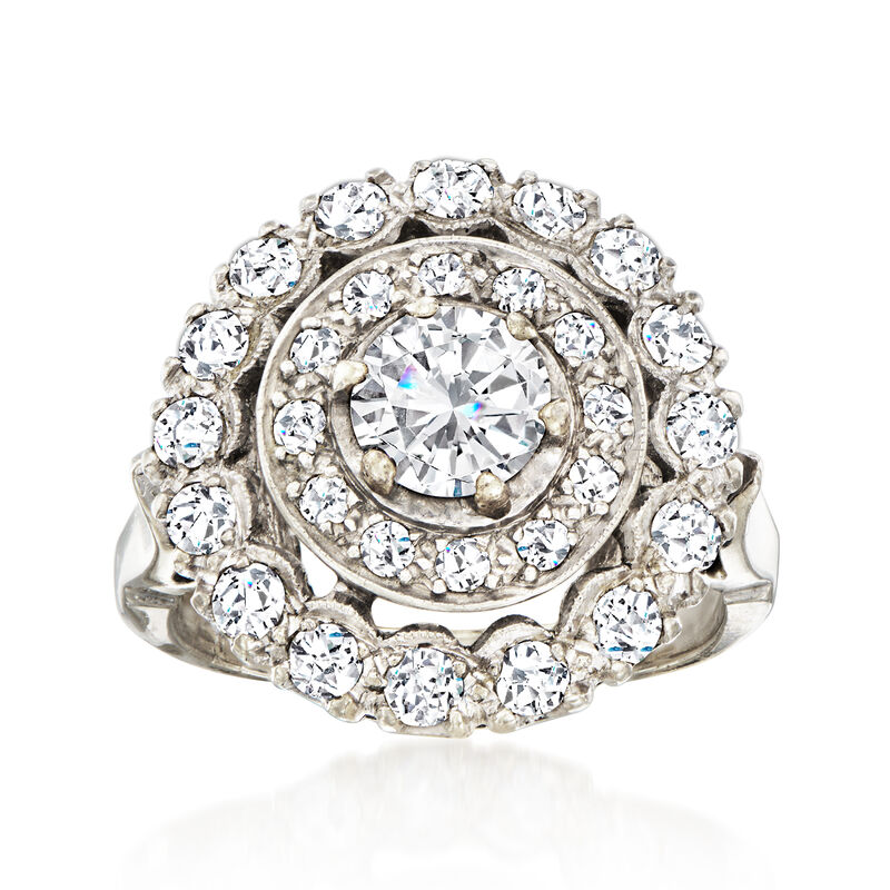 C. 1960 Vintage 1.70 ct. t.w. Diamond Cluster Ring in 14kt White Gold. Size 6.5 image number 0