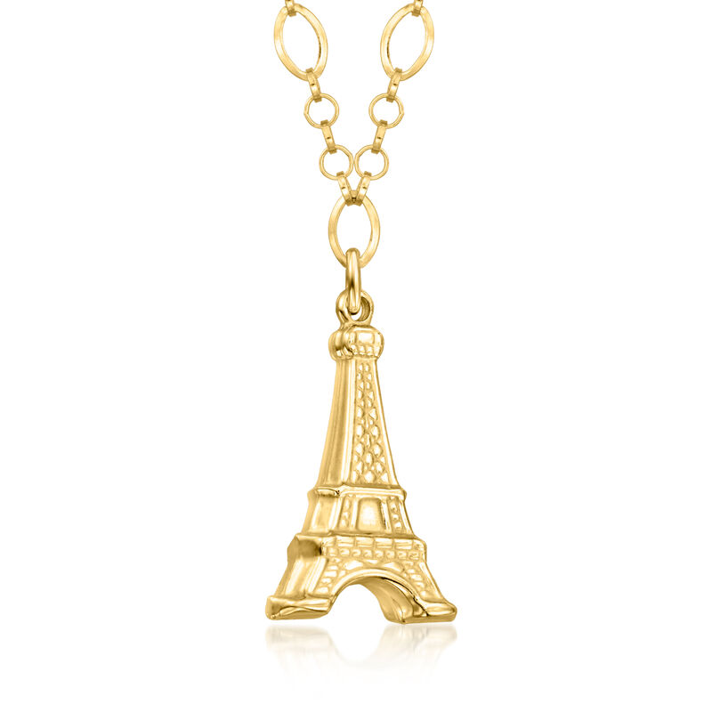 Italian 18kt Gold Over Sterling Eiffel Tower Necklace. 18&quot; image number 2