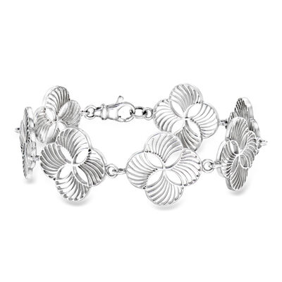 Zina Sterling Silver "Quatrefoil" Fan-Link Bracelet