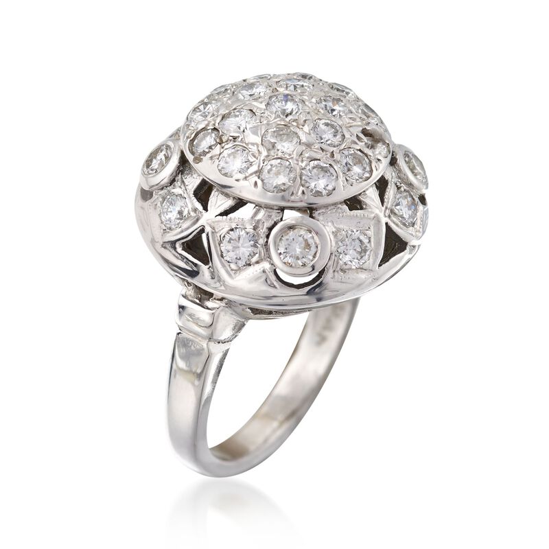 C. 1950 Vintage 1.25 ct. t.w. Diamond Dome Ring in 14kt White Gold. Size 4 image number 2