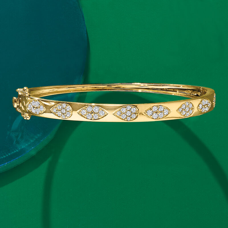 1.00 ct. t.w. Diamond Geometric Cluster Bangle Bracelet in 14kt Yellow Gold image number 2