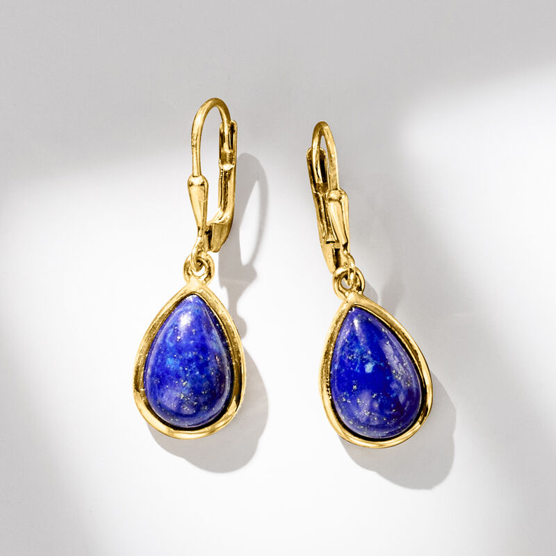 Lapis Teardrop Earrings in 18kt Gold Over Sterling  image number 3