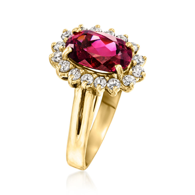 C. 2023 Vintage 3.35 Carat Rhodolite Garnet Ring with .75 ct. t.w. Diamonds in 18kt Yellow Gold. Size 7 image number 2
