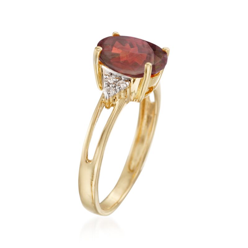 2.90 Carat Garnet and .10 ct. t.w. Diamond Ring in 14kt Yellow Gold image number 2