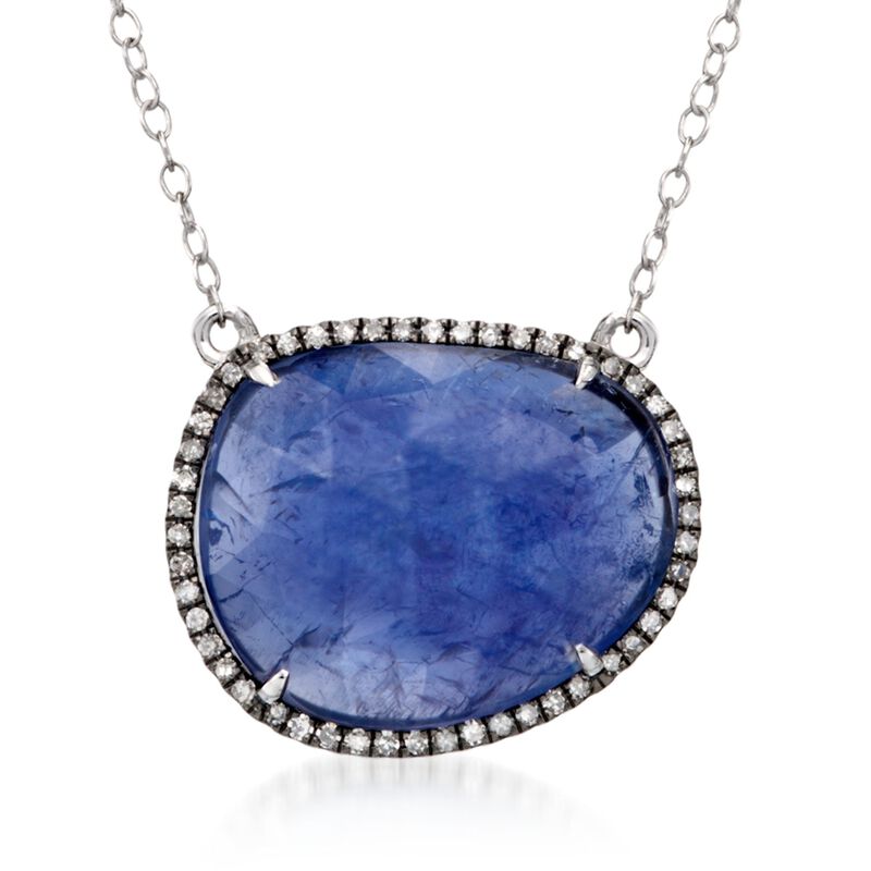 13.00 Carat Tanzanite and .15 ct. t.w. Diamond Necklace in 14kt White Gold image number 0