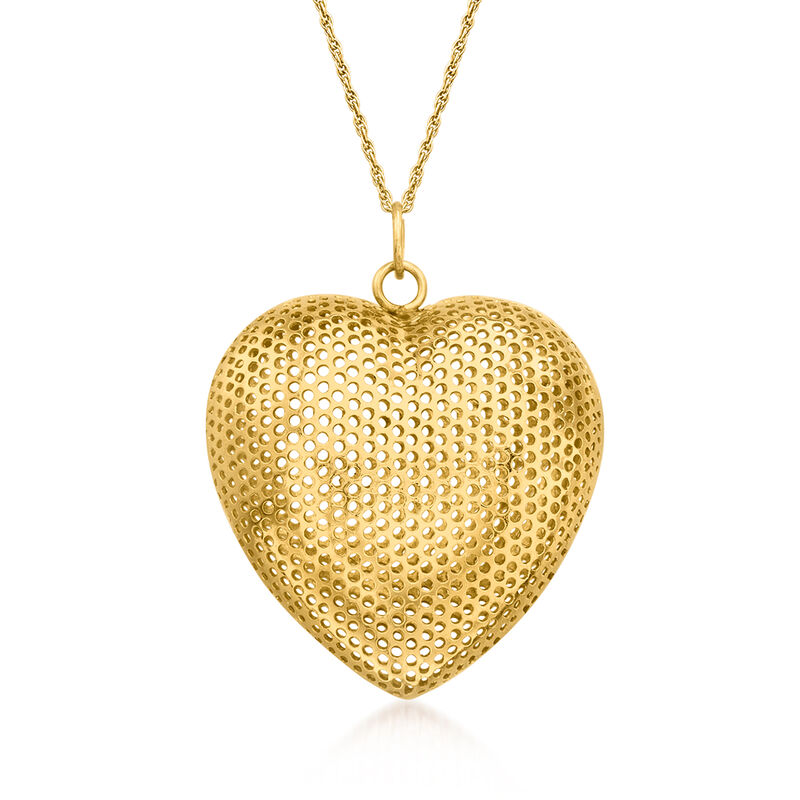 C. 1990 Vintage 14kt Yellow Gold Puffed Heart Pendant Necklace image number 0