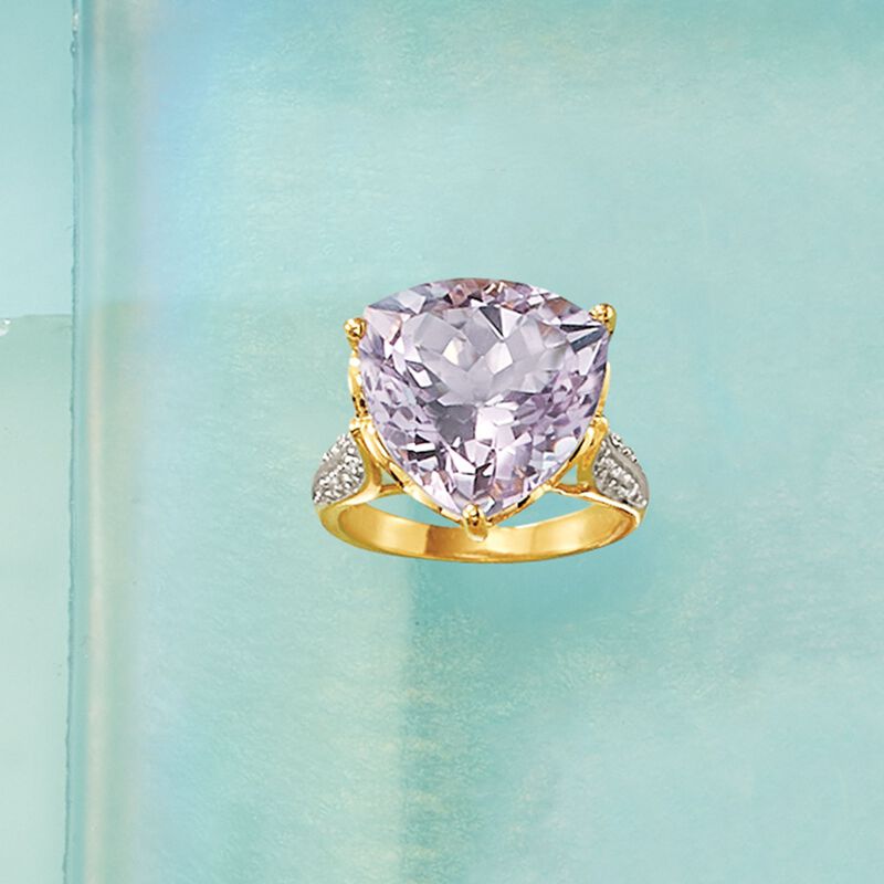 10.00 Carat Amethyst and .20 ct. t.w. White Topaz Ring in 14kt Gold Over Sterling image number 4