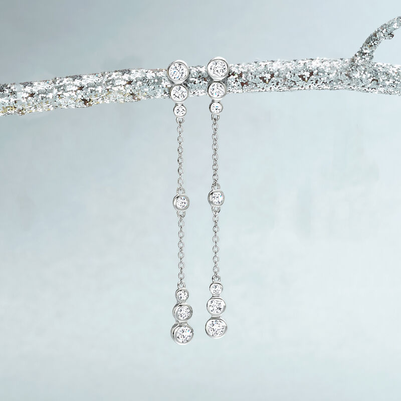 1.20 ct. t.w. CZ Drop Earrings in Sterling Silver  image number 2