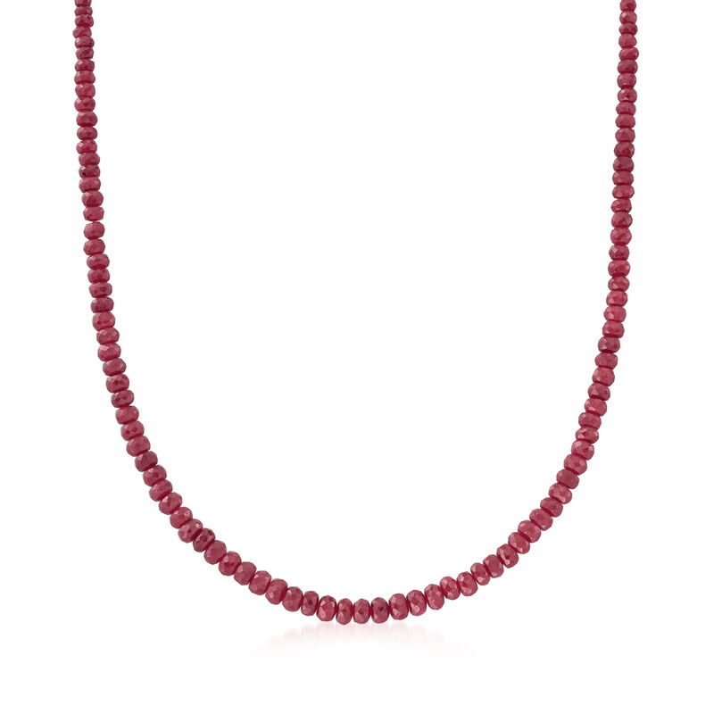 90.00 ct. t.w. Ruby Bead Necklace with Sterling Silver image number 0