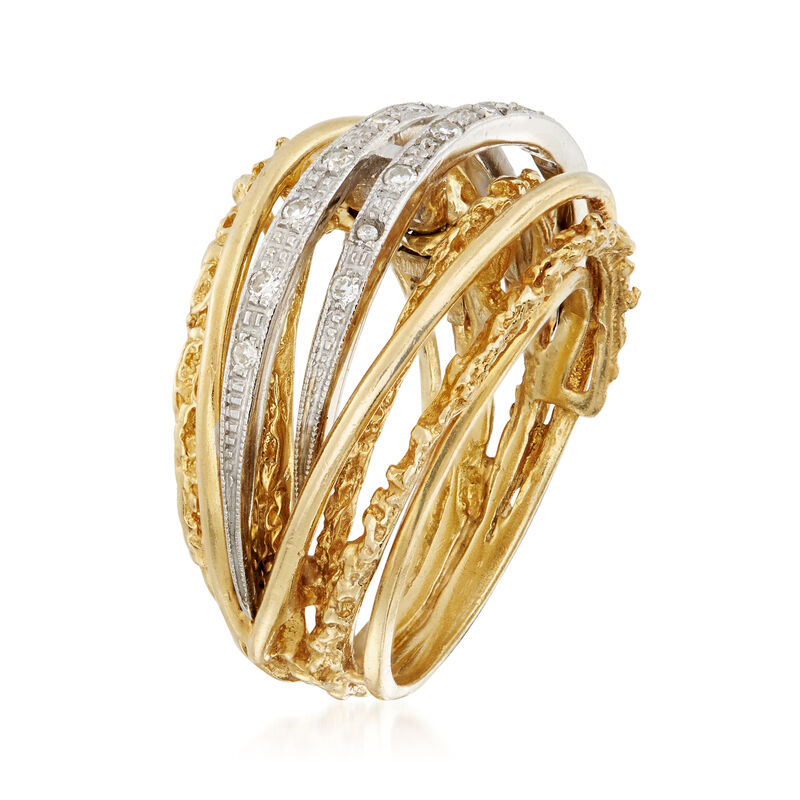 C. 1980 Vintage .20 ct. t.w. Diamond Highway Ring in 18kt Yellow Gold. Size 6.5 image number 2
