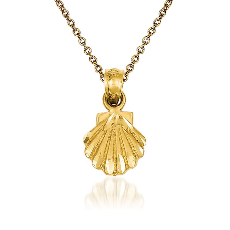 14kt Yellow Gold Scallop Shell Pendant Necklace image number 0