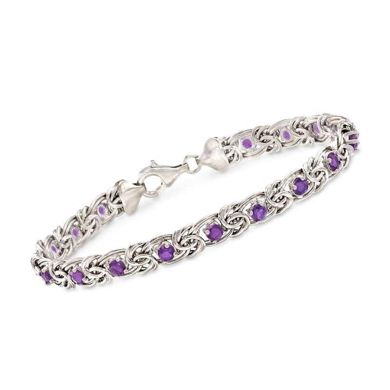 1.80 ct. t.w. Amethyst Byzantine Bracelet in Sterling Silver image number 0