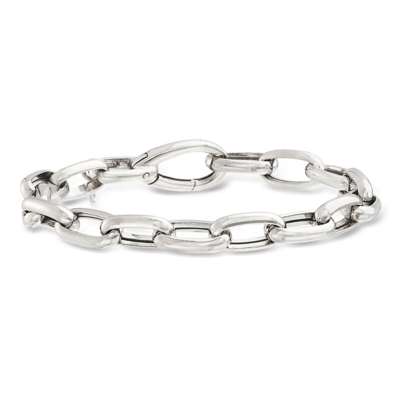 Italian Sterling Silver Paper Clip Link Bracelet. 8" image number 0