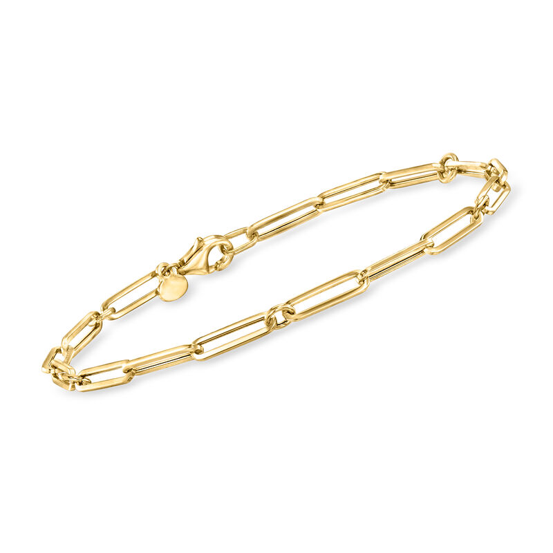 Italian 18kt Yellow Gold Paper Clip Link Bracelet image number 0