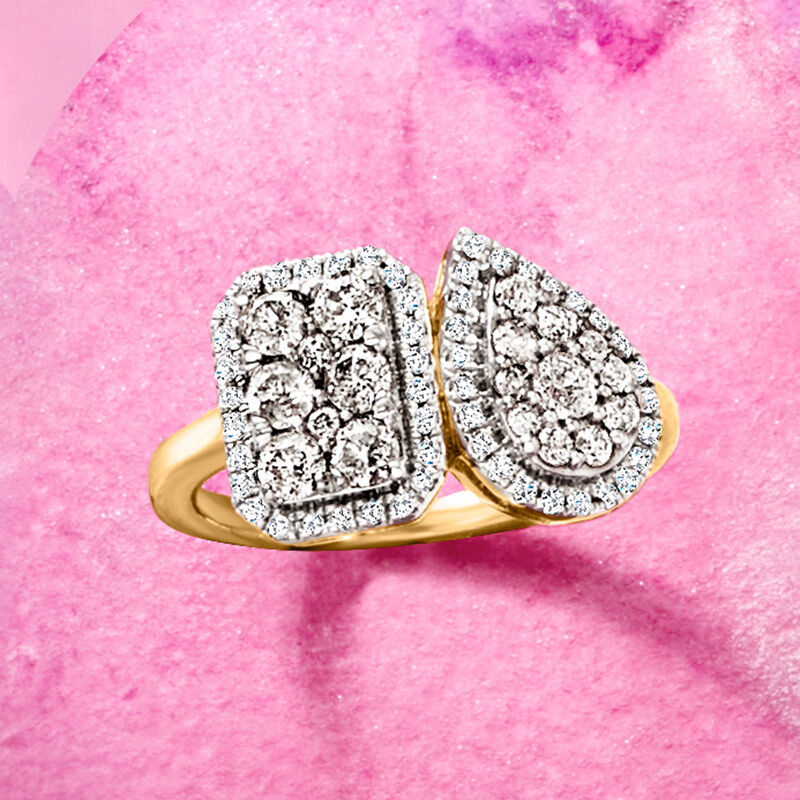 1.10 ct. t.w. Diamond Toi et Moi Ring in 18kt Gold Over Sterling image number 3