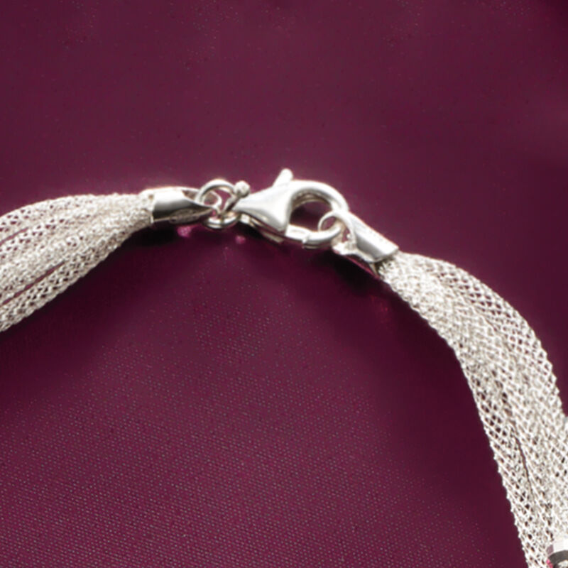 Italian Sterling Silver Multi-Strand Mesh Necklace image number 7