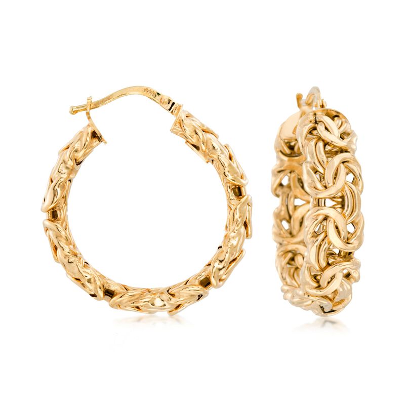 Italian 14kt Yellow Gold Byzantine Hoop Earrings image number 0