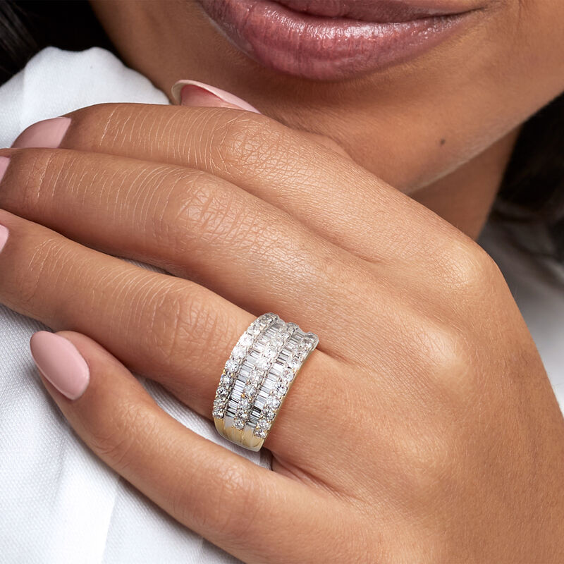 C. 2000 Vintage 2.25 ct. t.w. Diamond Multi-Row Ring in 14kt Yellow Gold. Size 7.75 image number 1