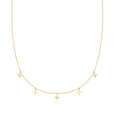 .10 ct. t.w. Diamond North Star Station Necklace in 14kt Yellow Gold