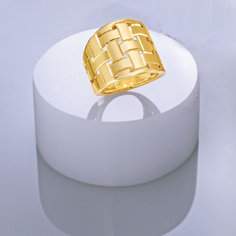 Italian 14kt Yellow Gold Basketweave Dome Ring. Size 7 image number 4