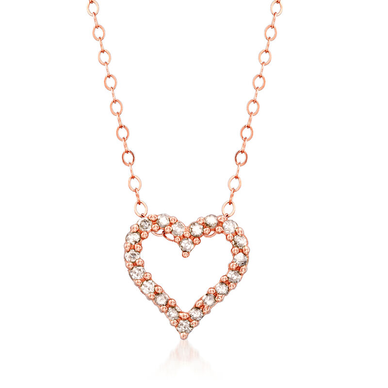 .25 ct. t.w. Diamond Heart Pendant Necklace in 14kt Rose Gold image number 0