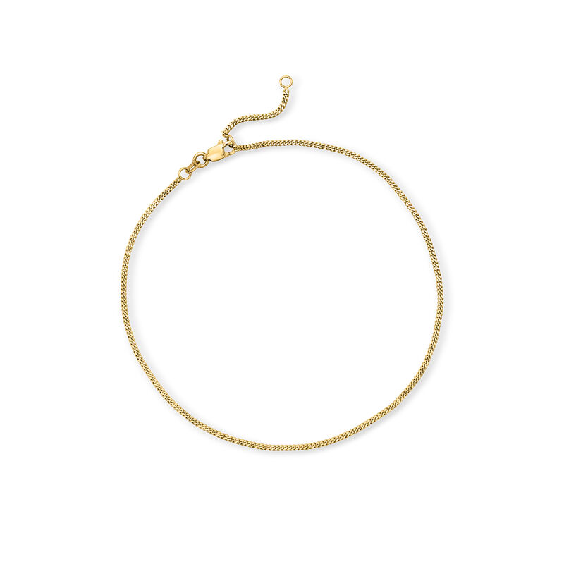 14kt Yellow Gold Adjustable Curb-Link Anklet. 10&quot; image number 0