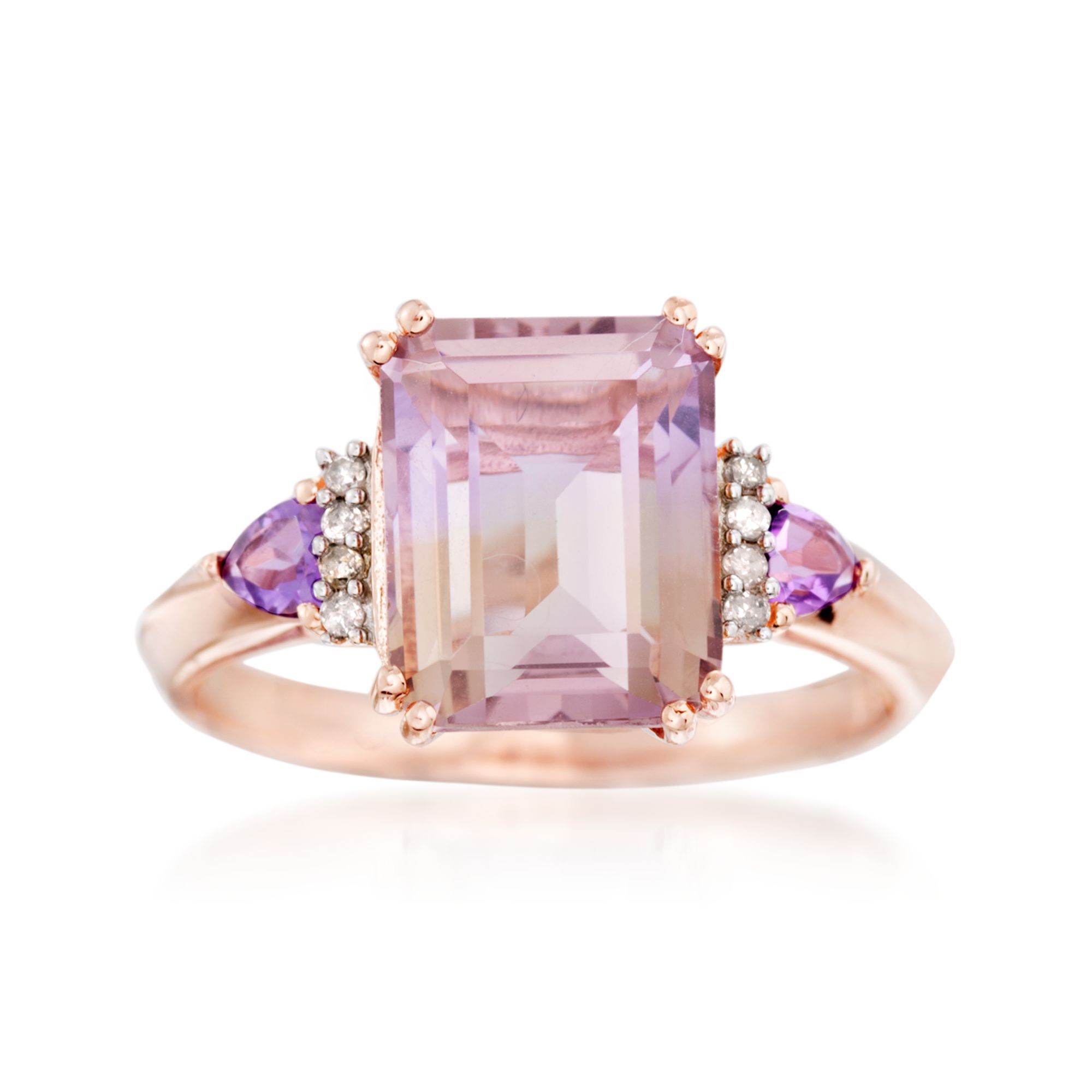 【数量限定】 Artist Komplex Arist Rose Ring Radiant Halo Amethyst Ring with 0.73ct Diamonds