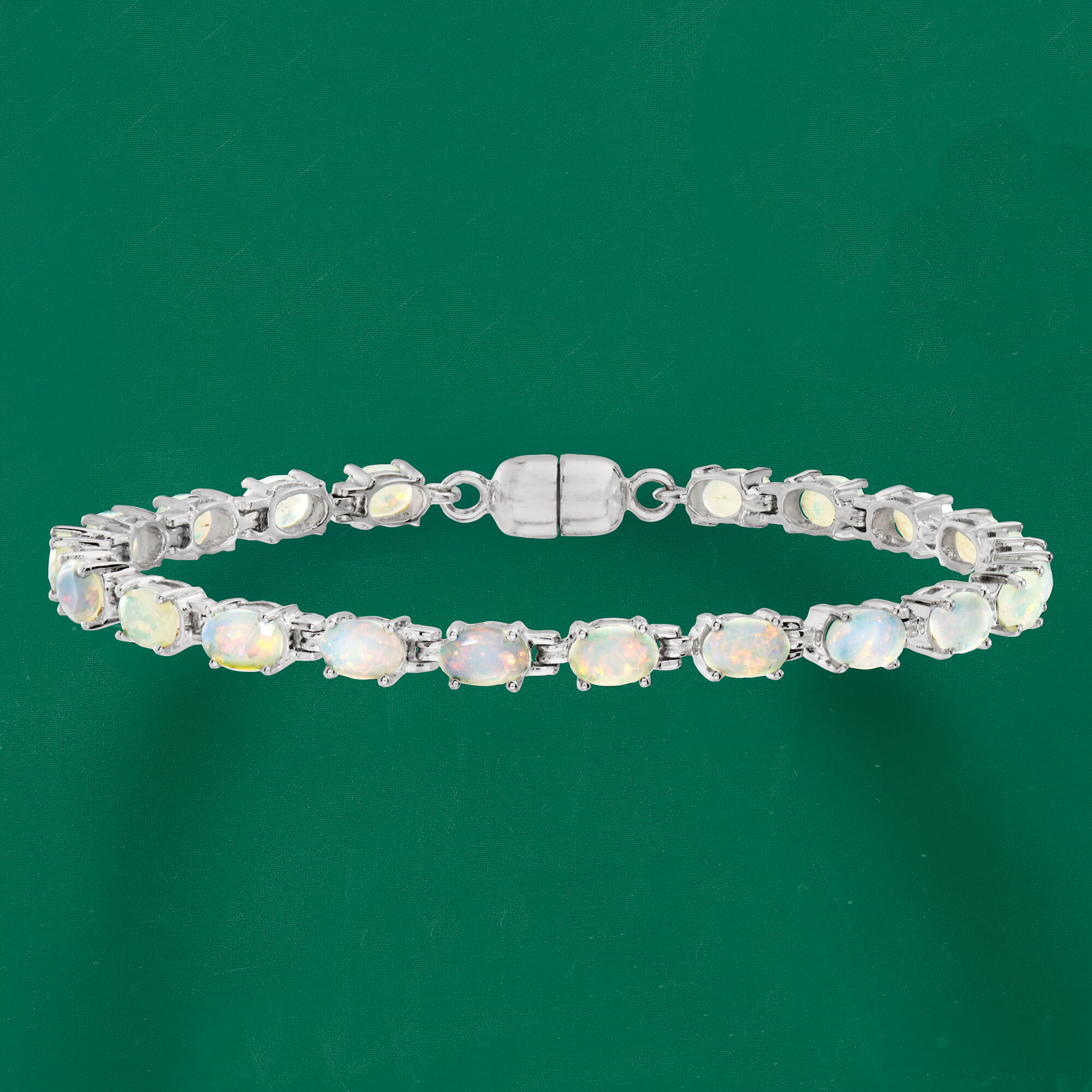 Ethiopian Opal Tennis Bracelet in Sterling Silver