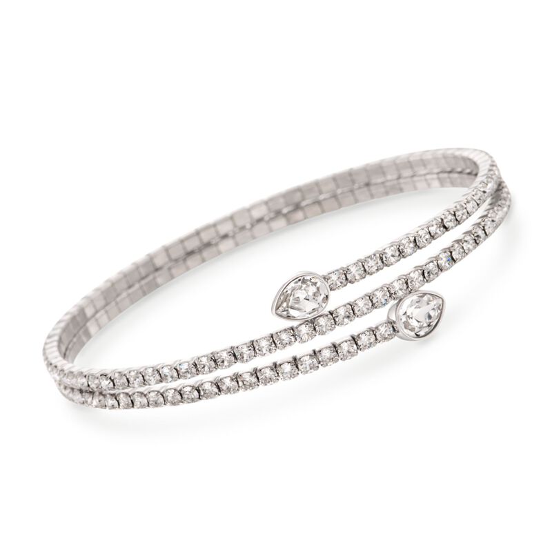 Swarovski Crystal &quot;Twisty Drop&quot; Crystal Wrap Bracelet in Silvertone image number 0