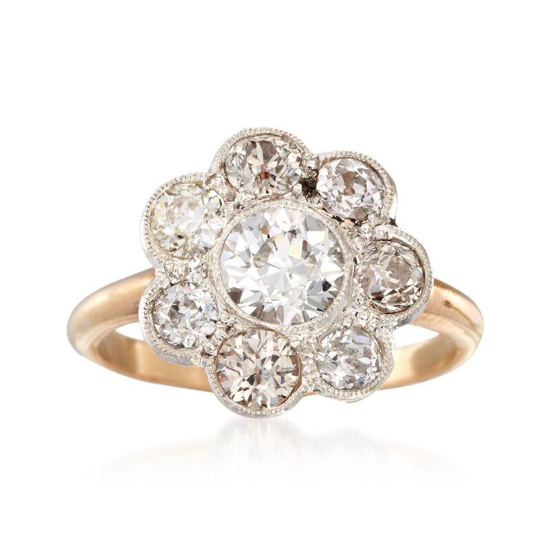 C. 1950 Vintage 1.98 ct. t.w. Certified Diamond Ring in 14kt Yellow Gold image number 0