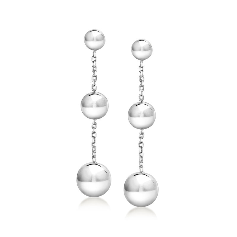 Italian Sterling Silver Beaded Cable-Chain Drop Earrings  image number 0