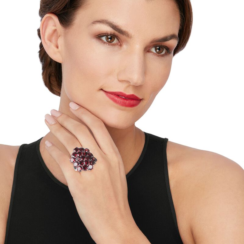 19.00 ct. t.w. Garnet Cluster Ring in Sterling Silver image number 1