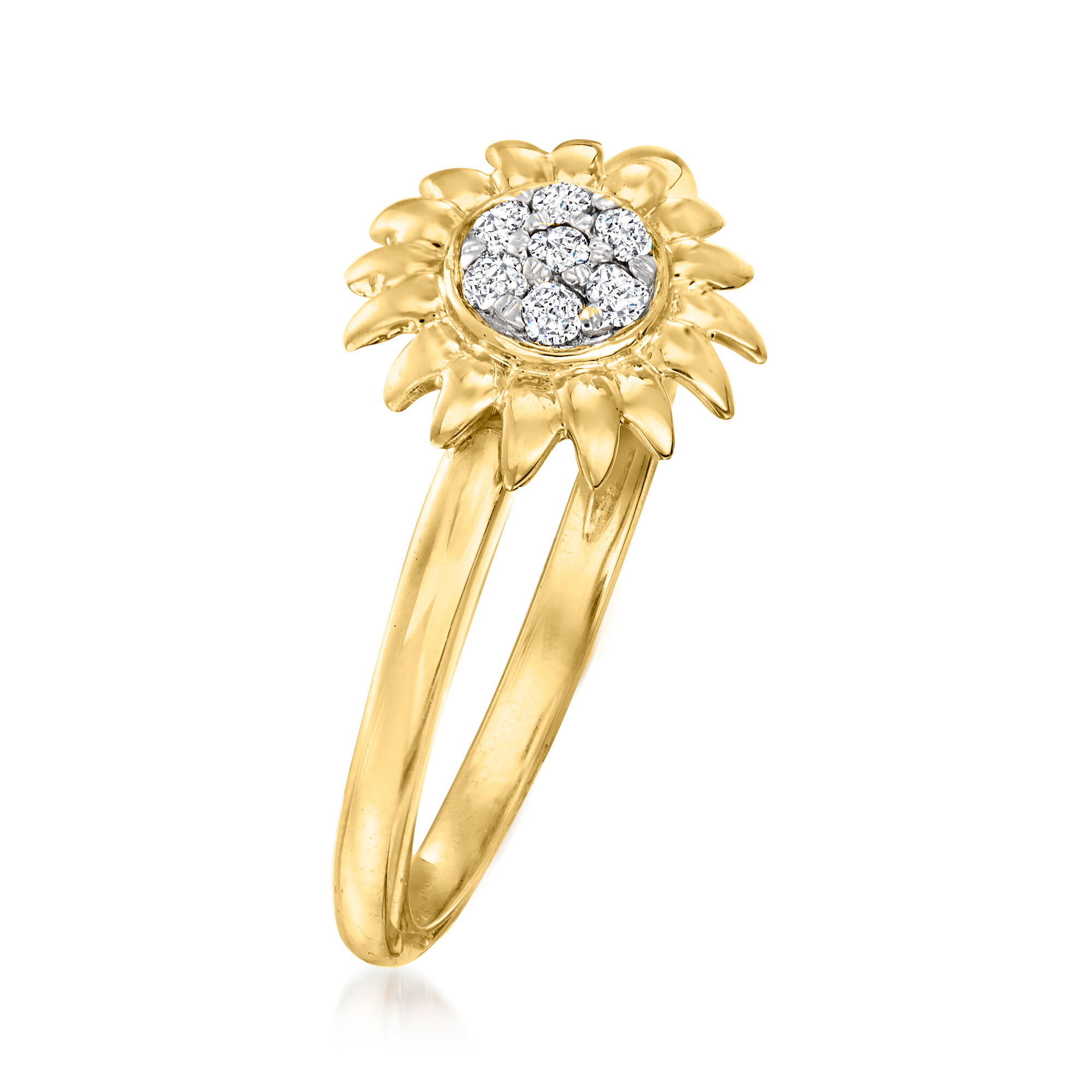 ファッション姫 通販 10 ct. t.w. Diamond Sunflower Ring in 18kt Gold Over Sterling アクセサリー