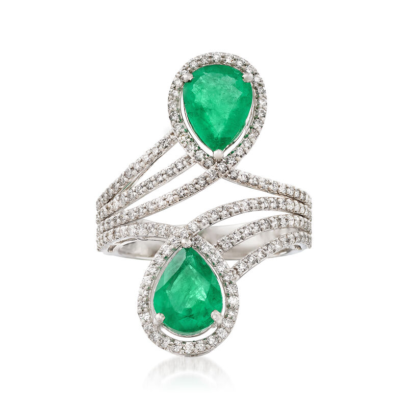 2.70 ct. t.w. Emerald and .96 ct. t.w. Diamond Ring in 18kt White Gold image number 0
